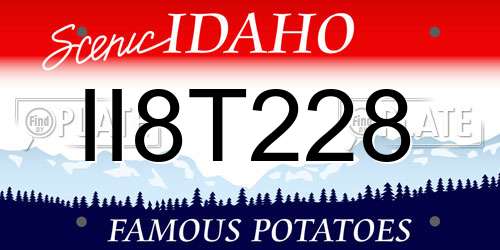 II8T228 Idaho License Plate