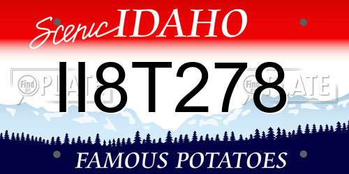 II8T278 Idaho License Plate