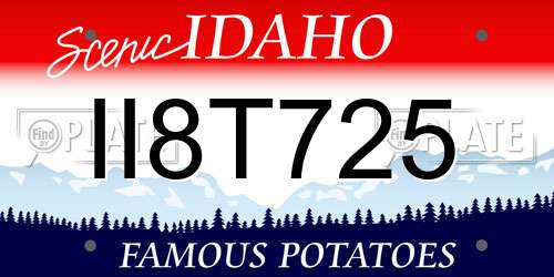 II8T725 Idaho License Plate