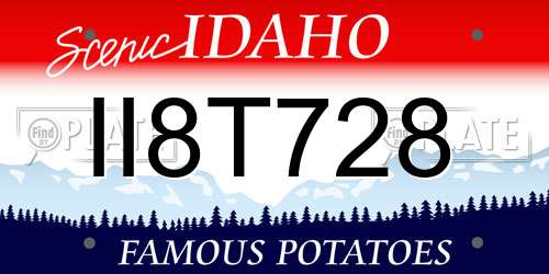 II8T728 Idaho License Plate