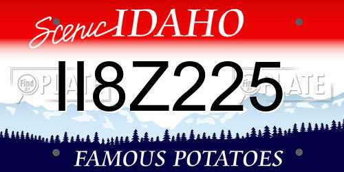II8Z225 Idaho License Plate
