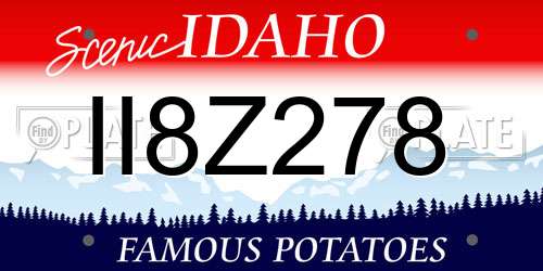 II8Z278 Idaho License Plate