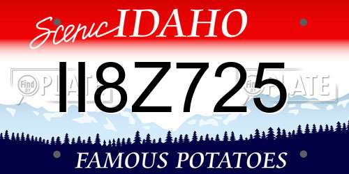 II8Z725 Idaho License Plate