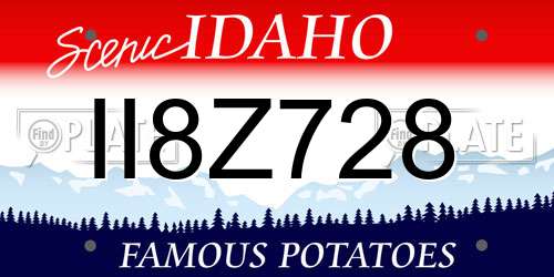 II8Z728 Idaho License Plate