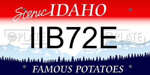 IIB72E Idaho License Plate