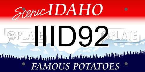 IIID92 Idaho License Plate