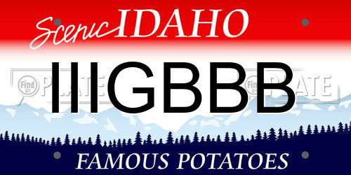 IIIGBBB Idaho License Plate