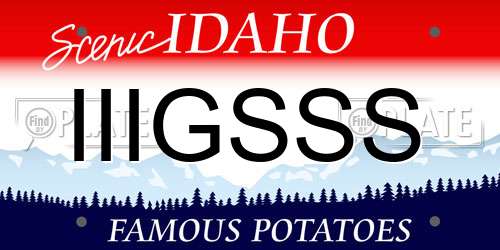 IIIGSSS Idaho License Plate