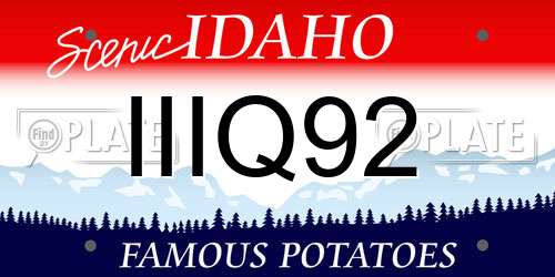 IIIQ92 Idaho License Plate