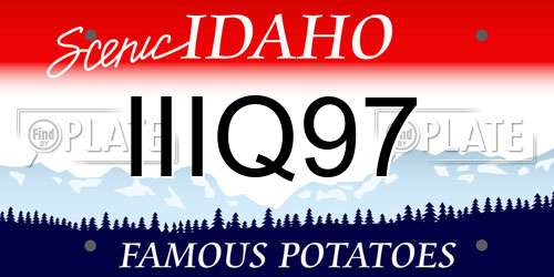 IIIQ97 Idaho License Plate