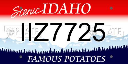 IIZ7725 Idaho License Plate