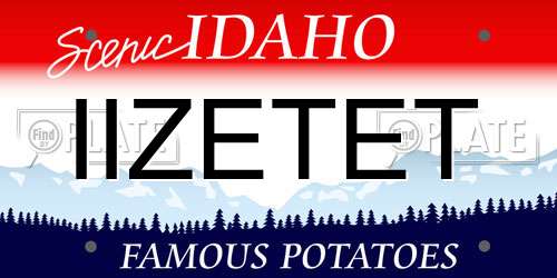IIZETET Idaho License Plate