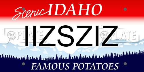 IIZSZIZ Idaho License Plate