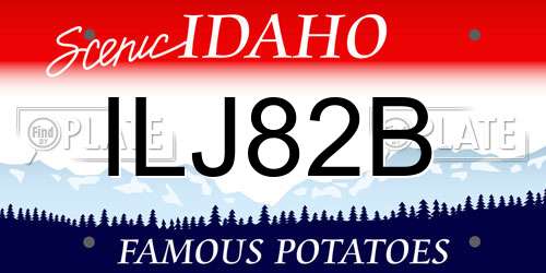 ILJ82B Idaho License Plate