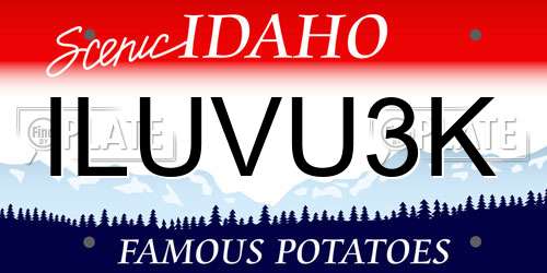 ILUVU3K Idaho License Plate