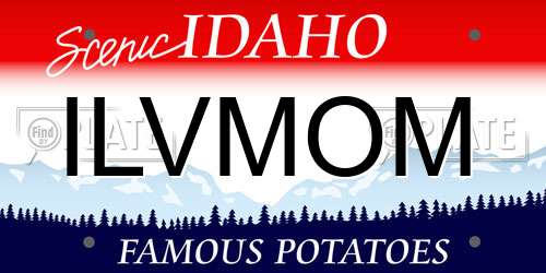 ILVMOM Idaho License Plate