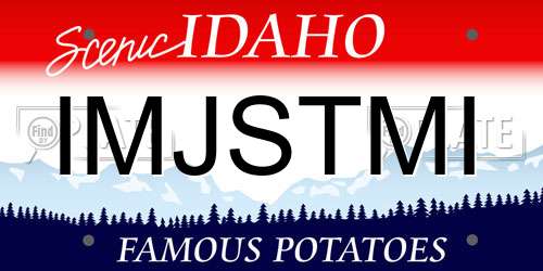 IMJSTMI Idaho License Plate