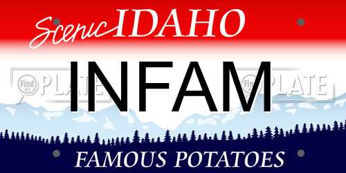 INFAM Idaho License Plate