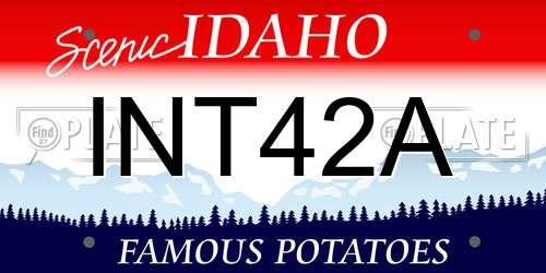 INT42A Idaho License Plate