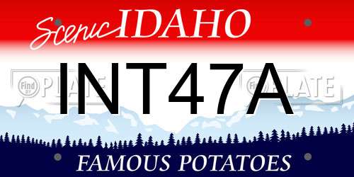 INT47A Idaho License Plate