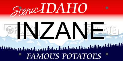 INZANE Idaho License Plate