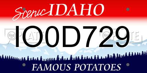 IO0D729 Idaho License Plate