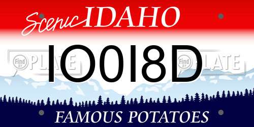 IO0I8D Idaho License Plate
