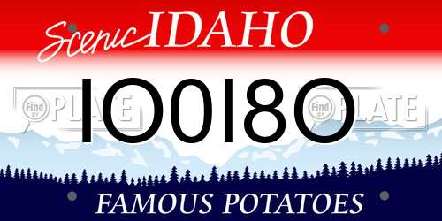 IO0I8O Idaho License Plate