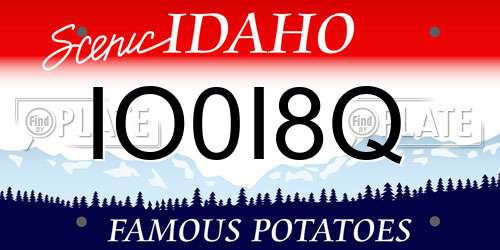 IO0I8Q Idaho License Plate