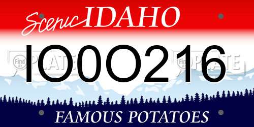 IO0O216 Idaho License Plate