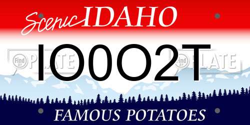 IO0O2T Idaho License Plate