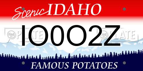 IO0O2Z Idaho License Plate
