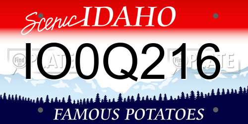IO0Q216 Idaho License Plate