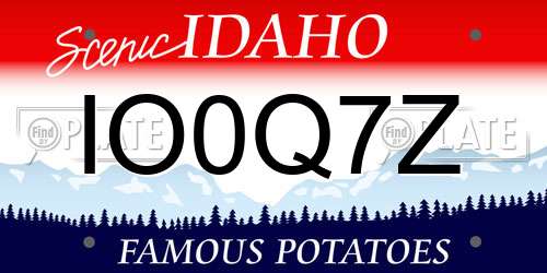 IO0Q7Z Idaho License Plate