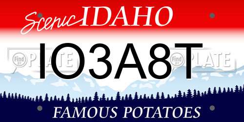 IO3A8T Idaho License Plate
