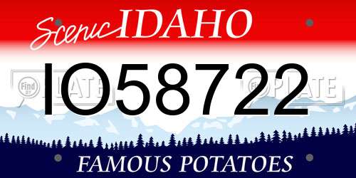 IO58722 Idaho License Plate