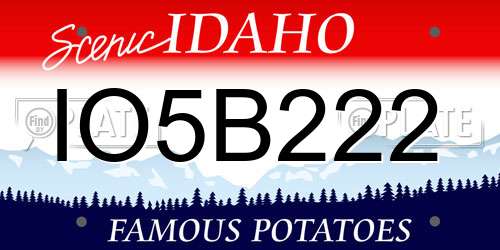 IO5B222 Idaho License Plate