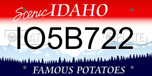 IO5B722 Idaho License Plate