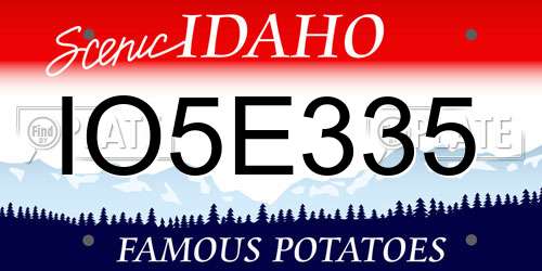 IO5E335 Idaho License Plate