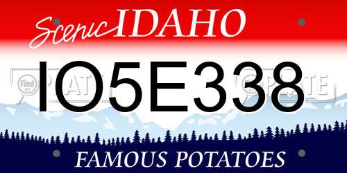 IO5E338 Idaho License Plate