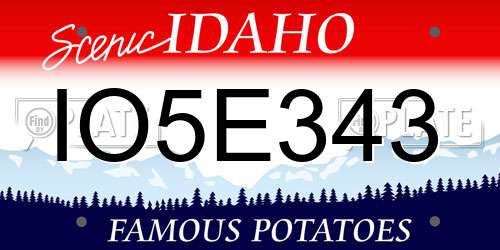 IO5E343 Idaho License Plate