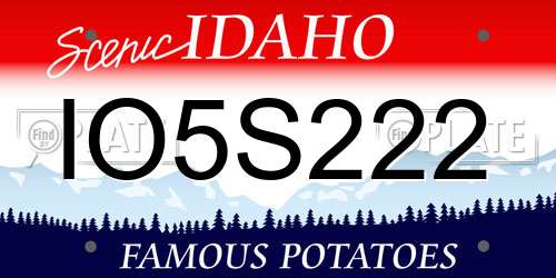 IO5S222 Idaho License Plate