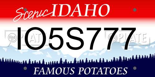 IO5S777 Idaho License Plate