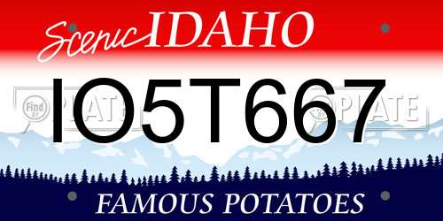 IO5T667 Idaho License Plate