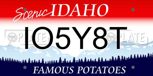 IO5Y8T Idaho License Plate