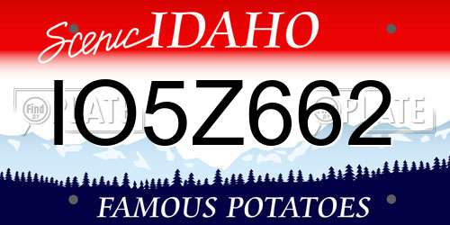 IO5Z662 Idaho License Plate