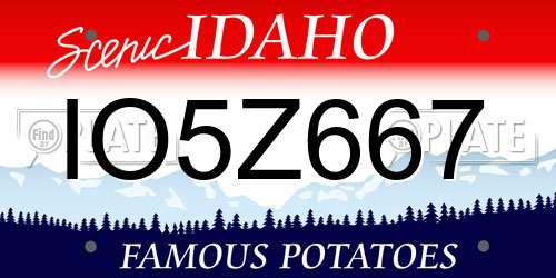 IO5Z667 Idaho License Plate