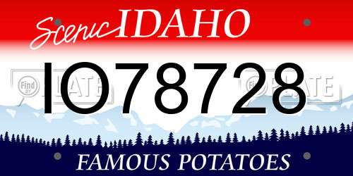IO78728 Idaho License Plate