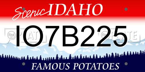 IO7B225 Idaho License Plate