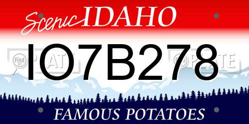 IO7B278 Idaho License Plate